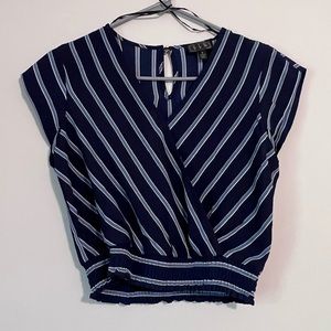 BNWT OLM Size S Dark Blue Cropped Blouse